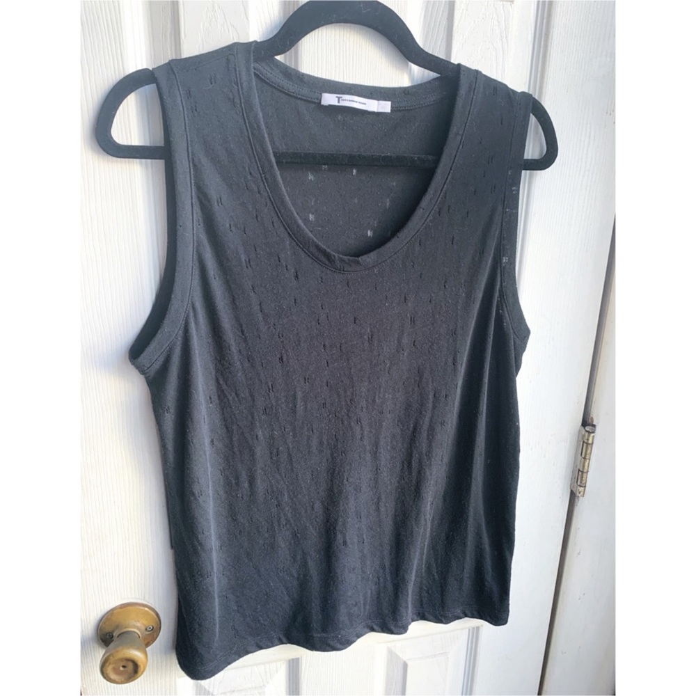 T BY ALEXANDER WANG SCOOP NECK DISTRESSED TANK TOP